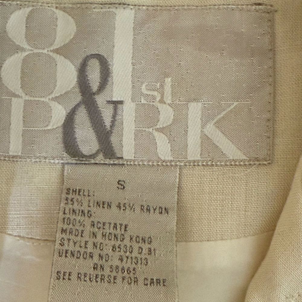 81st & Park - Vintage Ivory Linen Blend Blazer - size S - Picture 3 of 9